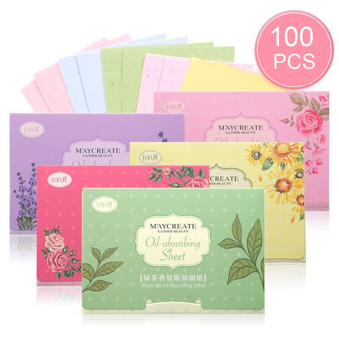 100Pcs Facial Oil Blotting Papers Oil Absorbing Sheets Face Cleanser Acne Treatment Deep Cleansing Oil Control Film Face Makeup